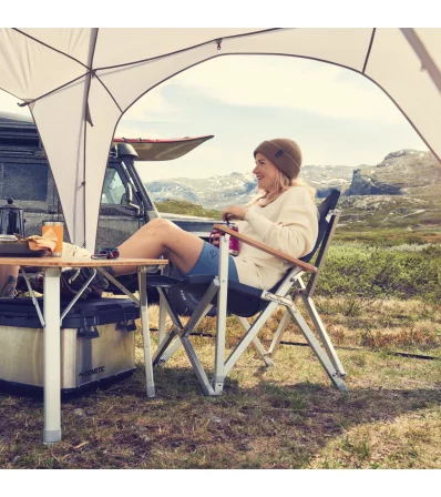 Two Dometic Compact Camp Chairs + Dometic Compact Camp Bench