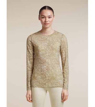 Icebreaker Merino 200 Oasis Long Sleeve Crewe Moss Bloom AOP W's