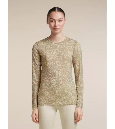 Мерино Блуза Icebreaker Merino 200 Oasis Long Sleeve Crewe Moss Bloom AOP W's