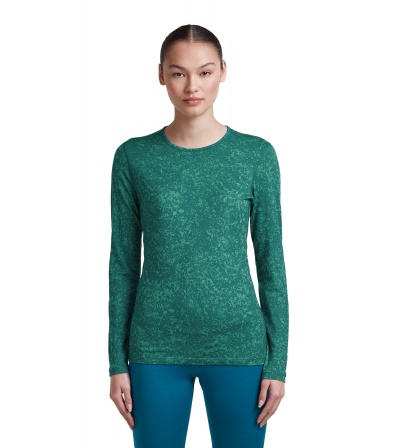 Icebreaker Merino 200 Oasis Long Sleeve Crewe Moss Bloom AOP W's