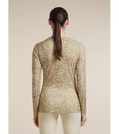 Мерино Блуза Icebreaker Merino 200 Oasis Long Sleeve Crewe Moss Bloom AOP W's