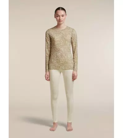 Мерино Блуза Icebreaker Merino 200 Oasis Long Sleeve Crewe Moss Bloom AOP W's