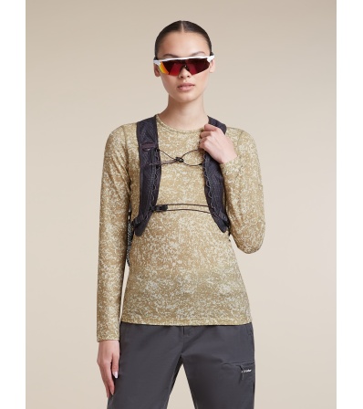 Icebreaker Merino 200 Oasis Long Sleeve Crewe Moss Bloom AOP W's