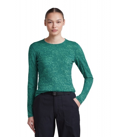Icebreaker Merino 200 Oasis Long Sleeve Crewe Moss Bloom AOP W's