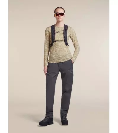 Мерино Блуза Icebreaker Merino 200 Oasis Long Sleeve Crewe Moss Bloom AOP W's